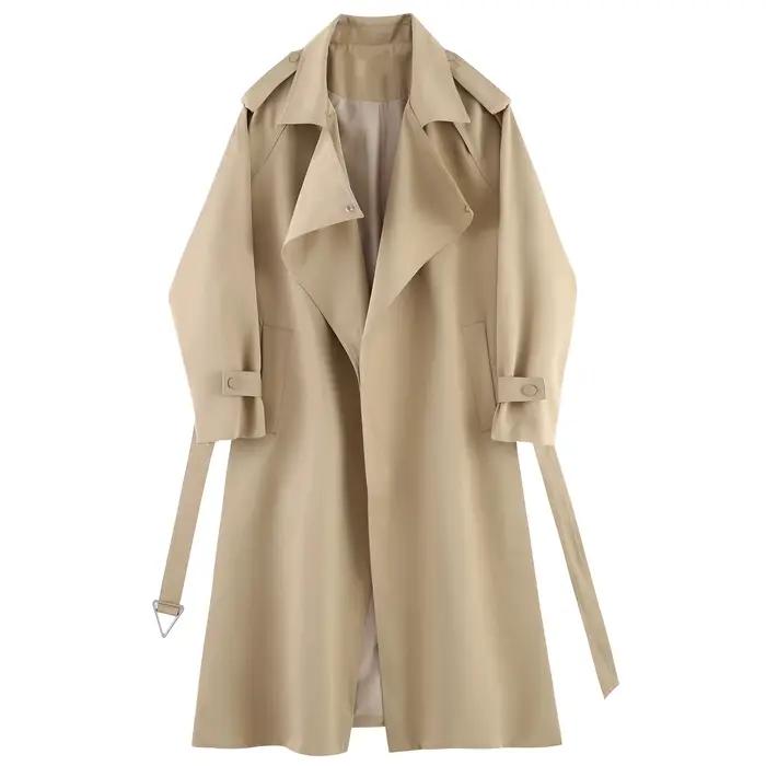 Manteaux coupe-vent mi-longs pour femmes à la mode et polyvalents pour le printemps et l'automne
