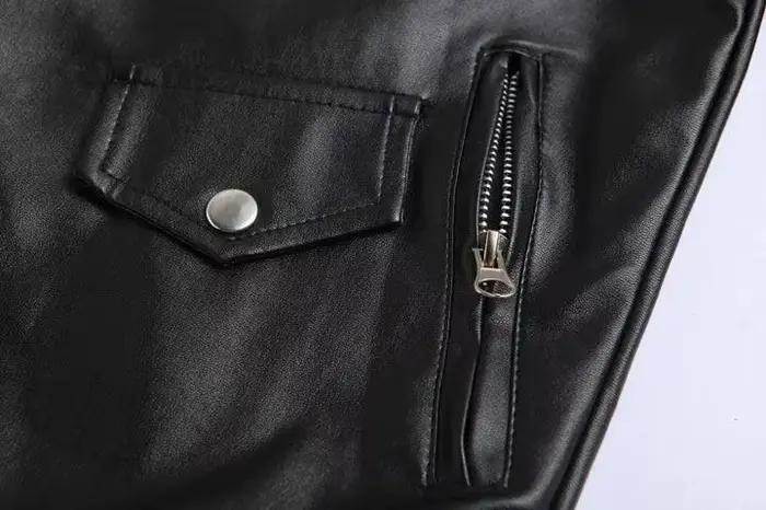 Veste pour homme Hip Men, couleur unie, veste élégante pour homme, coupe ajustée, en simili cuir, avec fermeture éclair diagonale et ajustement par ceinture MWT601281