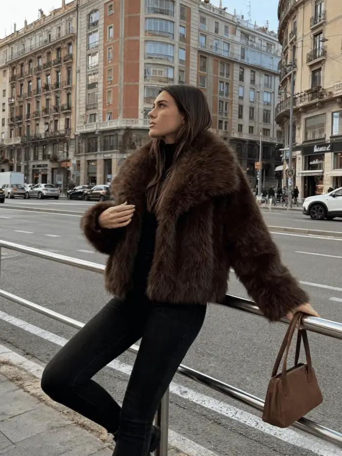 Col en laine laine manteau femme veste à lacets à capuche à manches longues en peluche femme vestes élégant automne manteaux amples pour dames