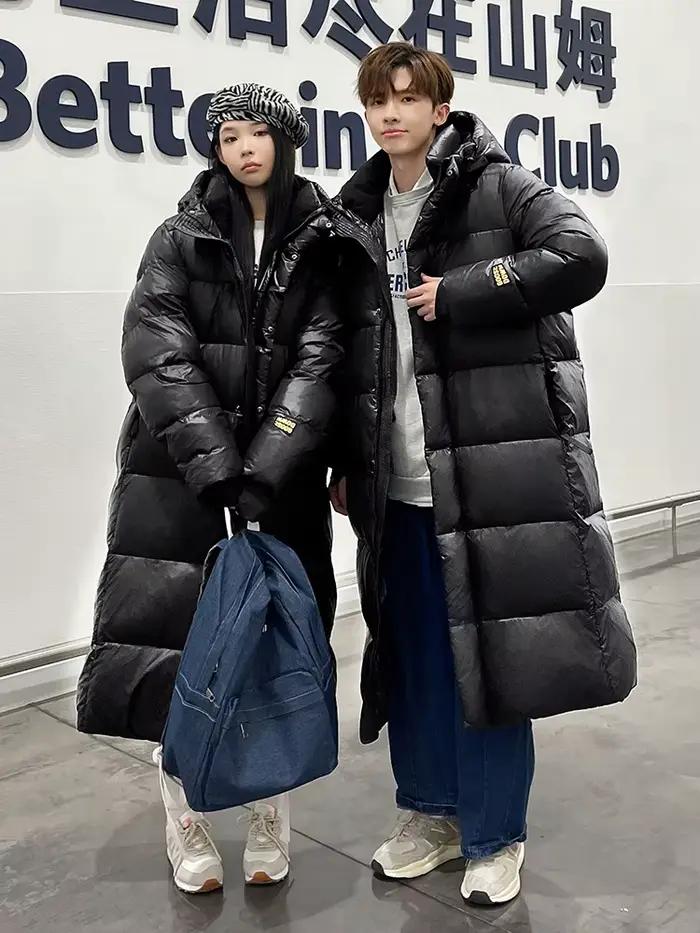 Veste en duvet d'oie noir doré pour hommes et femmes