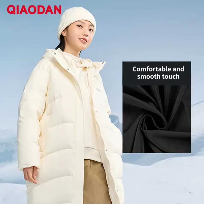 QIAODAN – doudoune mi-longue pour femme, vêtements d'extérieur chauds d'hiver, imperméables, coupe-vent, antistatiques, QXLGM2244037