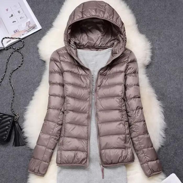 Doudoune Ultralégère à Capuche en Duvet de Canard Blanc pour Femme