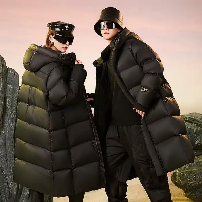Veste en duvet d'oie noir doré pour hommes et femmes