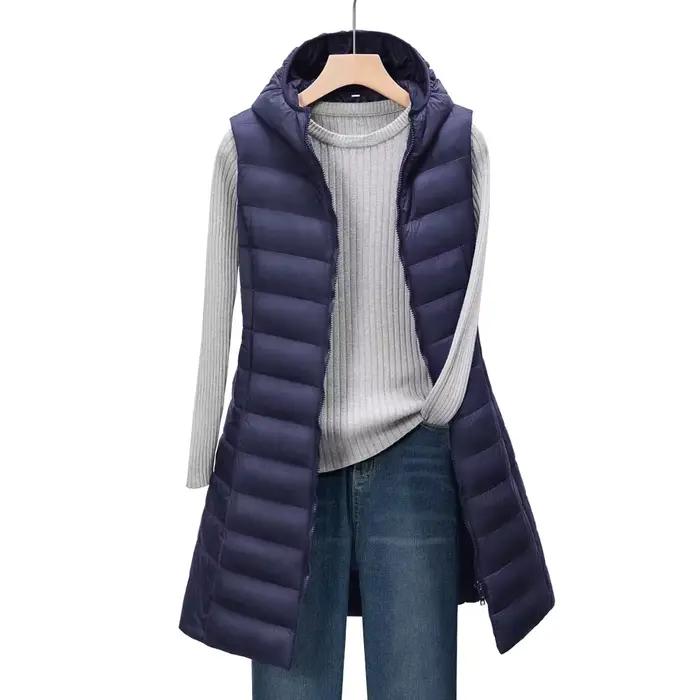 Veste légère à capuche mi-longue pour femme