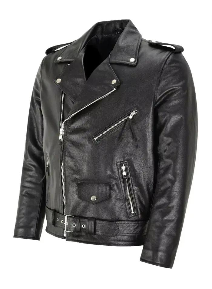 Veste en cuir PU pour hommes, manteau en cuir ajusté à la mode pour moto