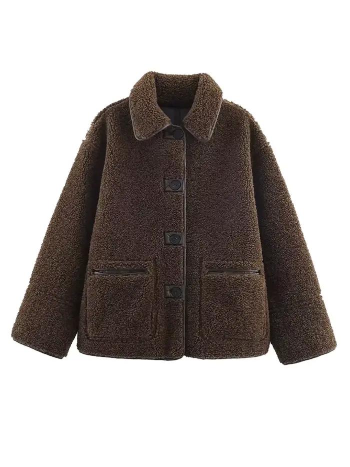 Manteau HH Femme Polyester Streetwear Revers Boutonné Occasions Spéciales Hiver Automne