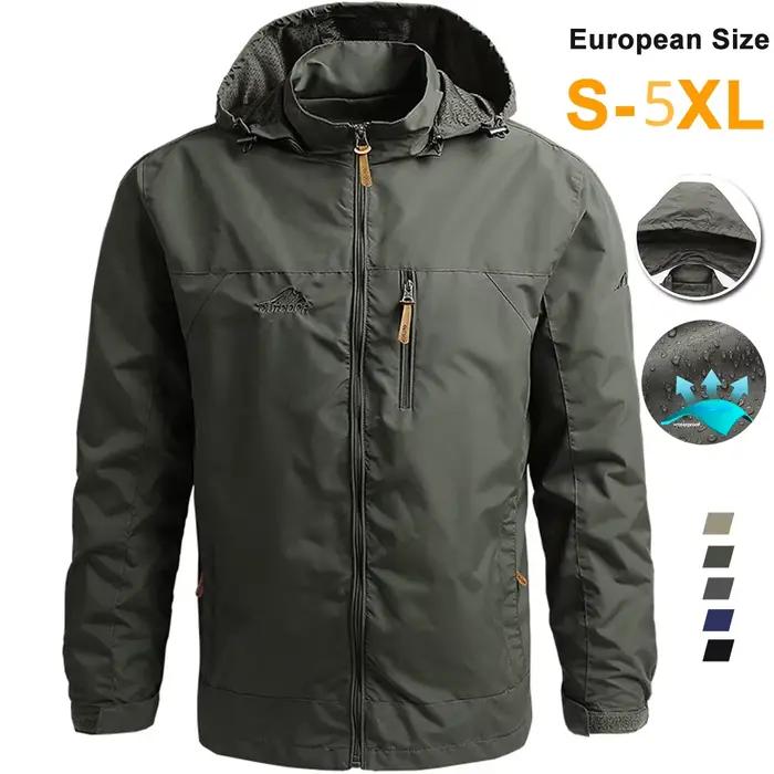 Coupe-vent Hommes DulJacket Imperméable En Plein Air À Capuche Manteau Sports Militaire Taille Européenne S-5XL Terrain Escalade Mince Outwear