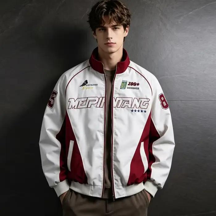 Blouson de course rétro pour homme, style motard urbain, nouvelle collection printemps-automne, veste de baseball color block assortie pour femme