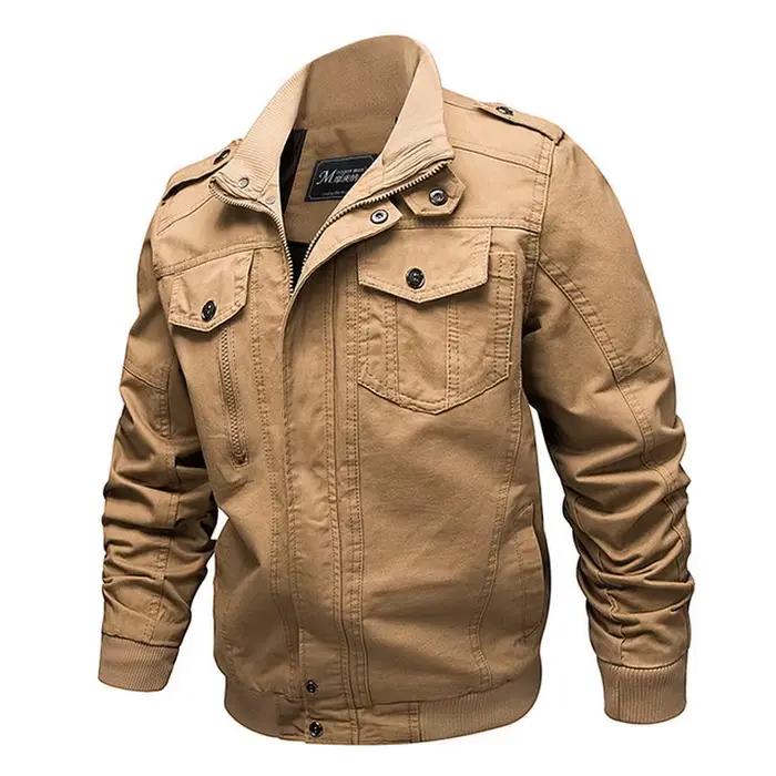 Hommes Veste Militaire MA-1 Style Armée Taille Large Coton Patchs Décontracté Printemps Automne Occasions Spéciales