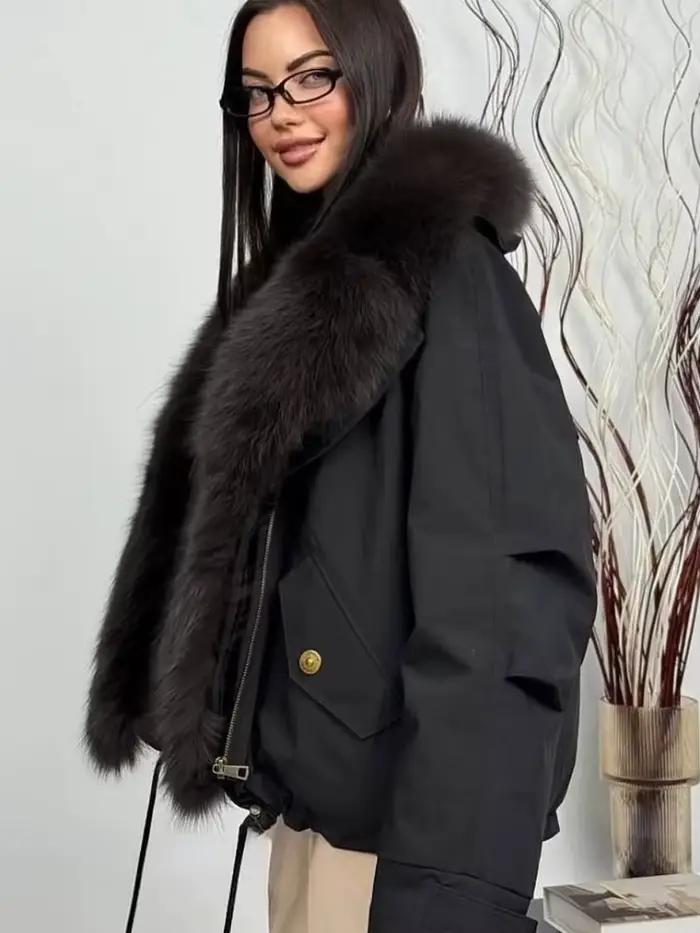 OFTBUY doudoune femmes véritable fourrure de renard stratifié 2025 hiver blanc canard vers le bas manteau chaud doudoune femme imperméable plumes