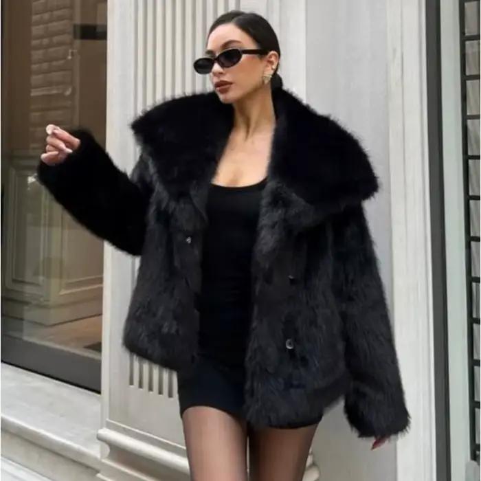 MUJER manteau en fausse fourrure pelucheuse veste femme 2025