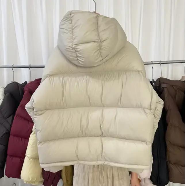 Doudoune courte à capuche pour femme, duvet de canard blanc, style matelassé, nouvelle norme nationale, saison automne-hiver, décontracté, luxe léger, capuche détachable, isolante, confortable