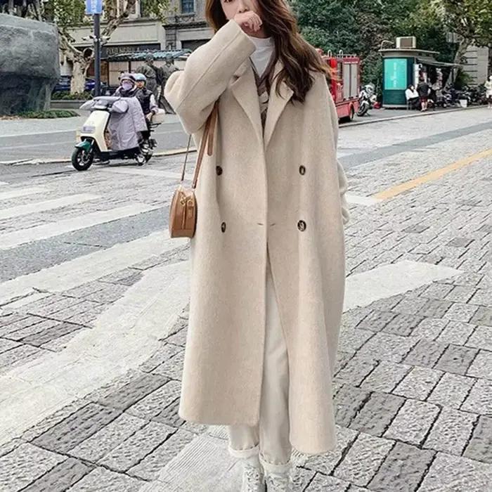 Manteau long en laine à double boutonnage pour femme, pardessus rétro pour femme, coupe-vent pour femme, mode automne et hiver, nouveau