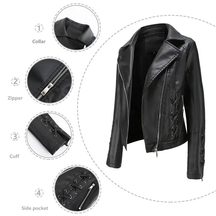Veste de moto coupe-vent décontractée en PU pour femmes, Rock coréen, grand, noir, rouge, Punk, manteau en cuir, mode automne et hiver