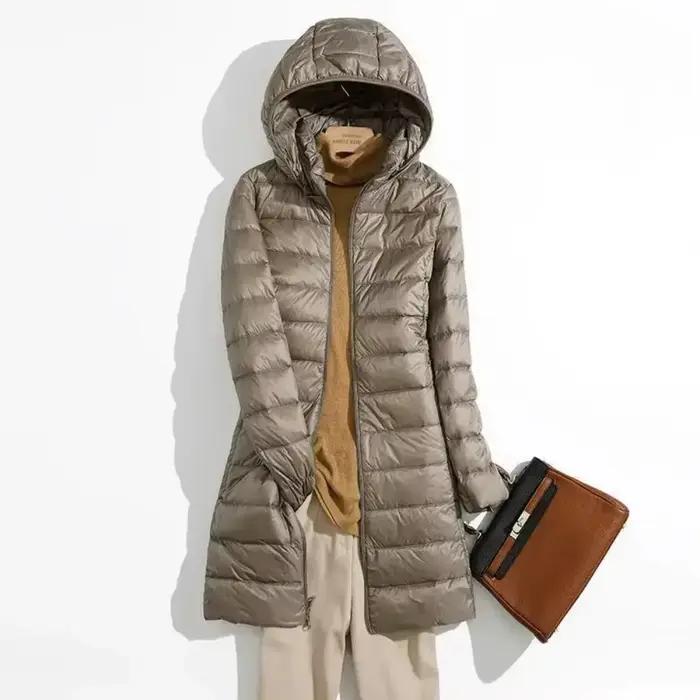 Manteau en duvet léger grande taille 5xl 6xl 7xl automne femmes printemps automne Ultra léger longue doudoune femme à capuche manteau mince