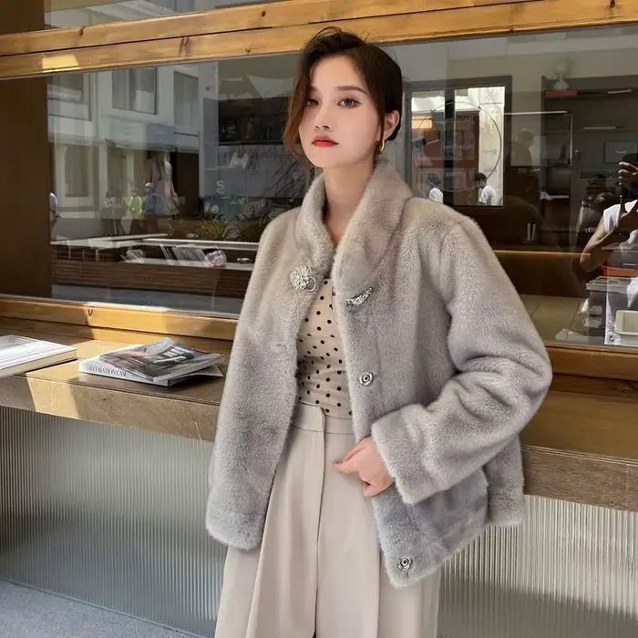 Manteau de fourrure femmes lapin naturel veste d'hiver en cuir et fourrure femmes vêtements longs vêtements de dessus pour femmes avec 2025