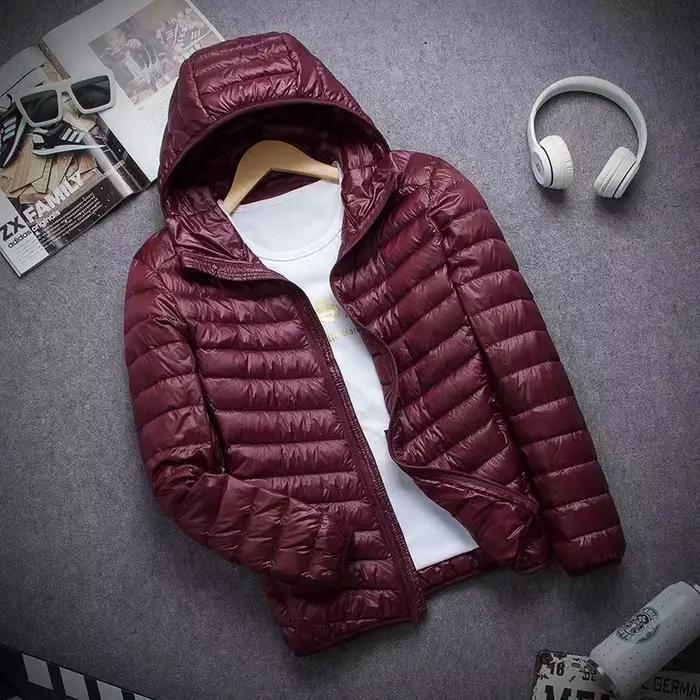 Veste d'hiver pour hommes ultra légère en duvet de canard, à capuche, portable, parka fine en plumes, manteau coupe-vent, pour automne et hiver, voyage, confortable et moderne