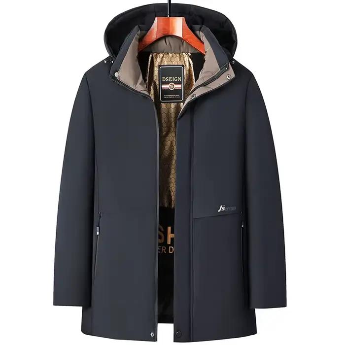 Nouveau en Parkas manteau d'hiver pour hommes avec velours épais moyen à Long doudoune en coton