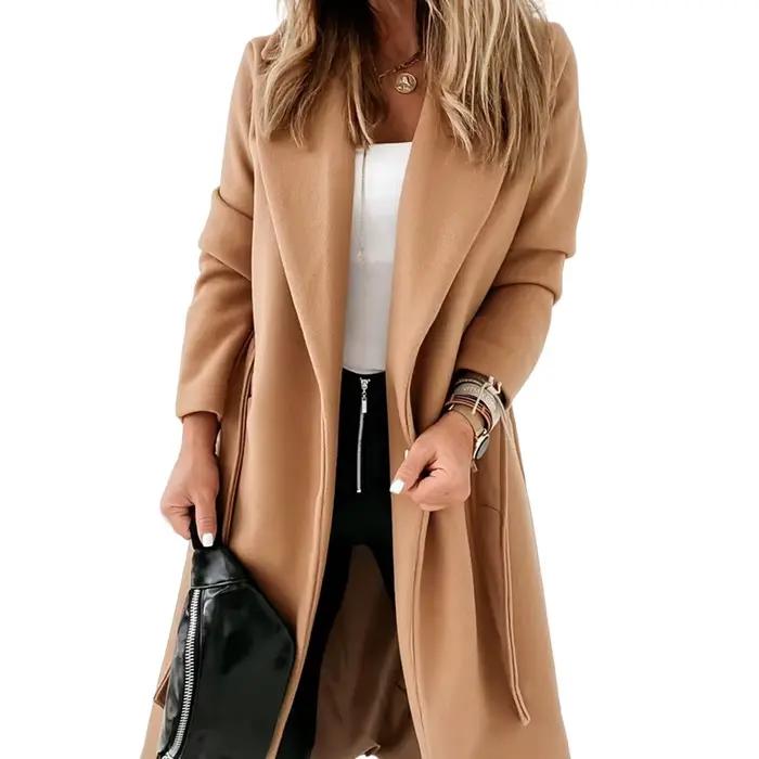 Nouveau produit automne/hiver 2020 – Manteau en laine à manches longues pour femme