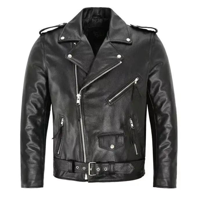 Veste pour homme Hip Men, couleur unie, veste élégante pour homme, coupe ajustée, en simili cuir, avec fermeture éclair diagonale et ajustement par ceinture MWT601281