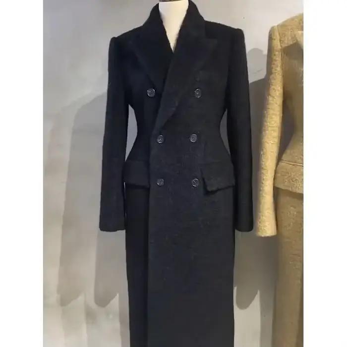 GkyocQ – manteau de luxe léger pour femme, petit parfum, couleur claire, Long matelassé, Tweed, élégant, col de costume, nouvelle collection automne 2023