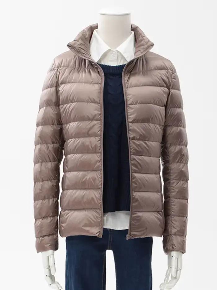 Doudoune à col montant ultra légère pour femme, manteau chaud, vestes d'hiver légères, parc féminin, printemps et automne