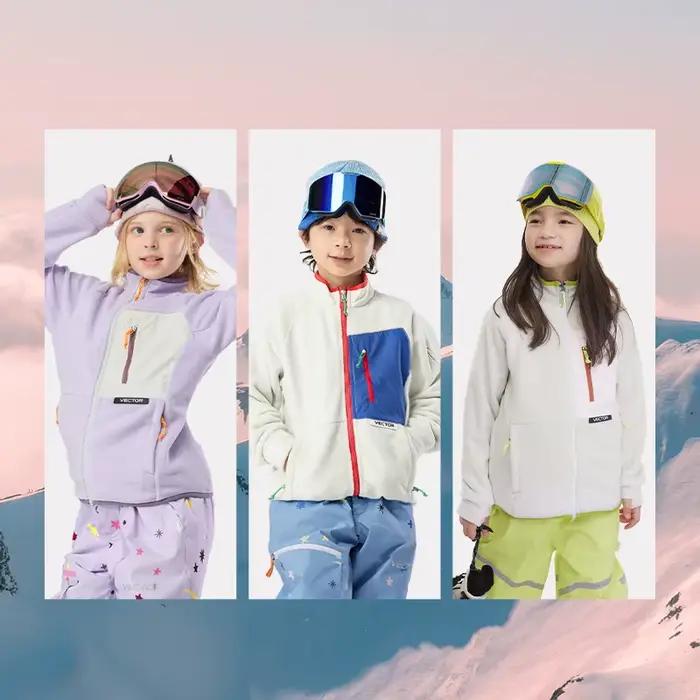 Veste polaire VECTOR pour filles imperméable et coupe-vent manches contrastées vestes d'hiver et d'automne pour enfants activités extérieures et sports d'hiver