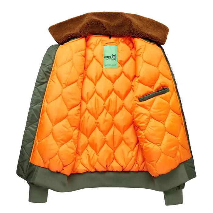 Parka Épaisse Vert Armée avec Col Rabattu Pour Hommes, Style Pilote de L'Armée de l'Air, Bomber Jacket, Veste Militaire Tactique, Occasions Spéciales