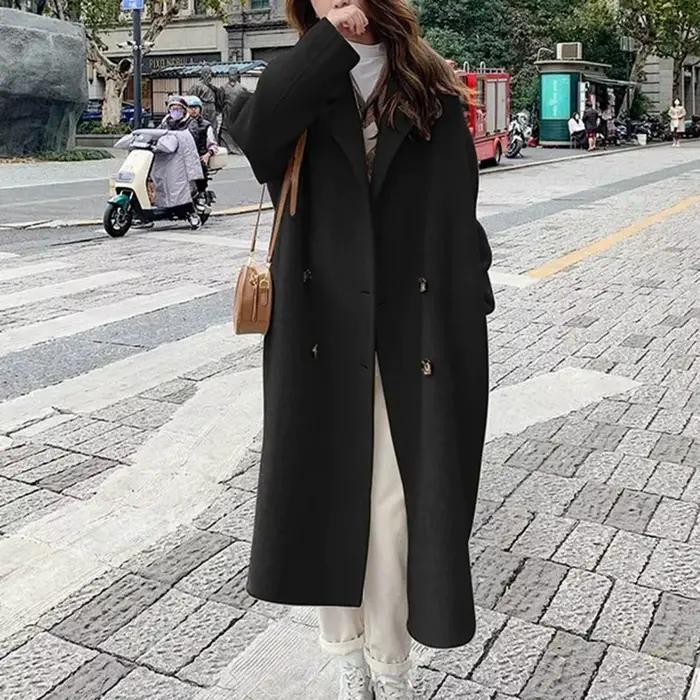 Manteau long en laine à double boutonnage pour femme, pardessus rétro pour femme, coupe-vent pour femme, mode automne et hiver, nouveau