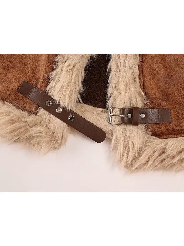 Veste en cuir marron pour femme
