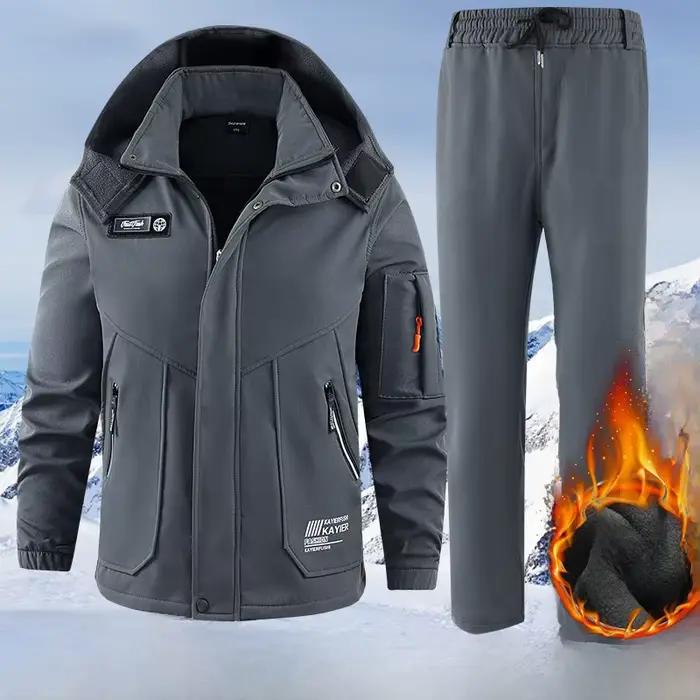 Hommes et femmes automne hiver doublé polaire imperméable coupe-vent monocouche en plein air cyclisme ski escalade vêtements de travail veste...