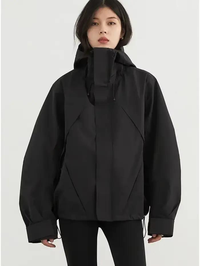 CHIC VEN-Veste de dehors à Capuche pour Femme, Manteau Court, Coupe-Vent, Solide, Extérieur, Automne, Hiver, 2024