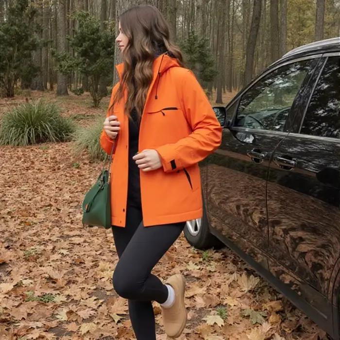 Veste de randonnée imperméable pour femme, printemps-automne, à capuche, pour la chasse, la course à pied, la randonnée, la pêche, les activités de plein air, l'équitation, l'escalade, coupe-vent, résistance à l'eau, protection solaire, respirante, avec poches étanches