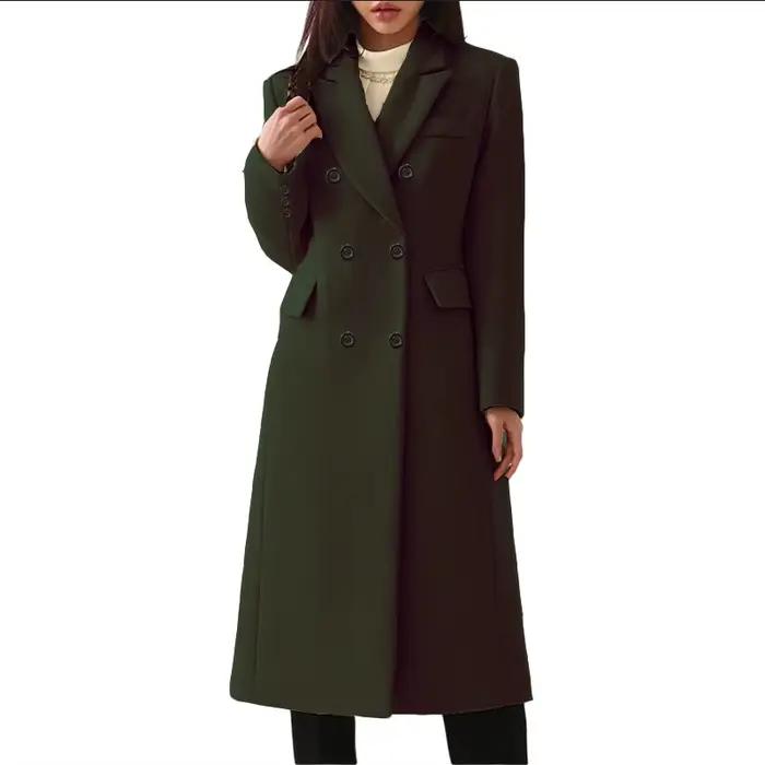 Manteau Long en laine pour femme, automne et hiver, 2025