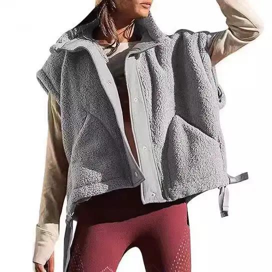 Gilet polaire pour femmes automne hiver col rabattu boutonnage simple fourrure chaude vêtements extérieurs à offrir pour les occasions spéciales