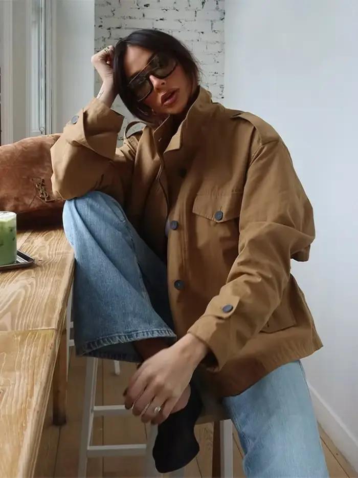 Rétro col montant veste Mini jupe ensemble femmes élégant simple boutonnage ceinture vestes jupes minces ensembles dame 2025 Chic Streetwear