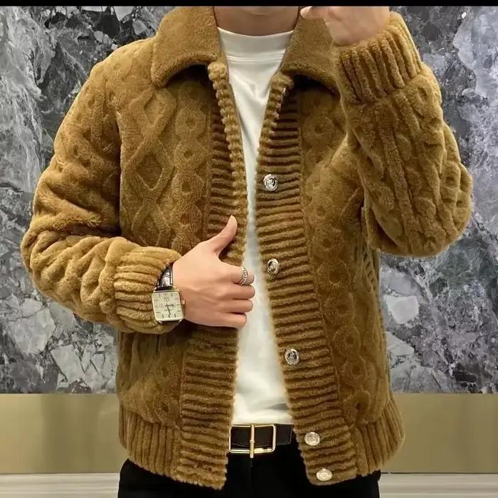 Hommes manteaux solide vestes poche col rabattu manches longues simple boutonnage épais coupe ample décontracté bureau 2025 automne hiver