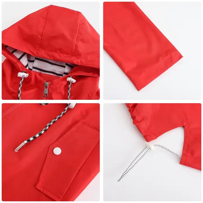Veste à capuche imperméable polyester pour femmes, coupe-vent rouge et autres couleurs, vestes décontractées modernes pour toutes les saisons, pour les femmes actives et sportives
