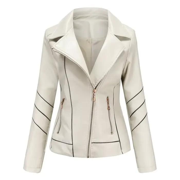 Veste en simili cuir PU rouge pour femmes