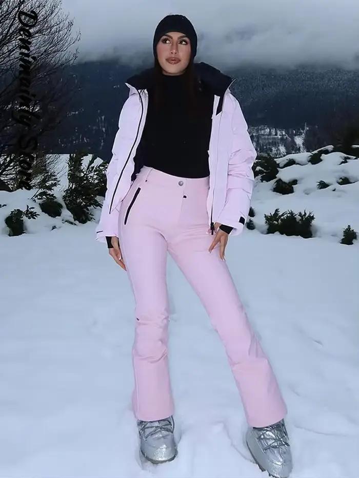 Vêtements de ski coupe-vent roses