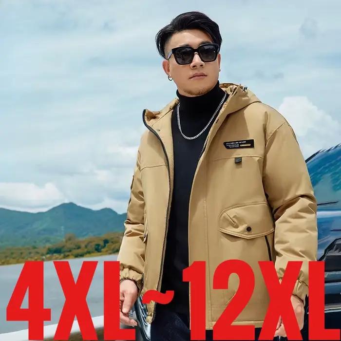 Parka à capuche pour homme, grande taille 12XL, veste d'hiver, coupe-vent imperméable, épais, rembourré, chaud, Extra Big Plus 6xl 7xl 8xl 9xl 10xl