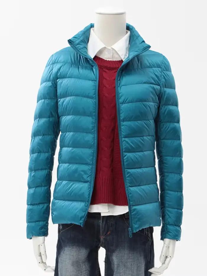 Doudoune à col montant ultra légère pour femme, manteau chaud, vestes d'hiver légères, parc féminin, printemps et automne