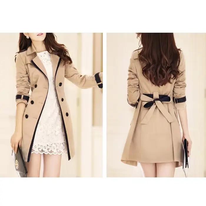 Trench Coat pour femmes 2025 automne décontracté Double boutonnage femme longue