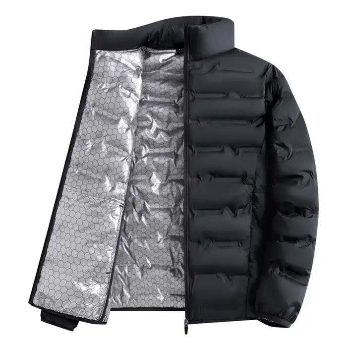 Veste matelassée auto-chauffante en graphène pour homme, coupe-vent plissée, col montant, style décontracté, chaude pour automne et hiverUsageId