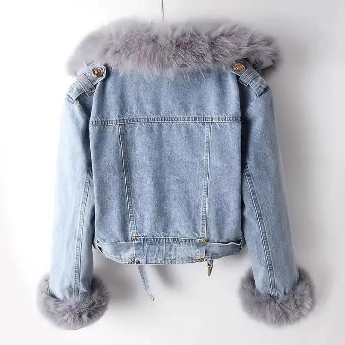 Veste d'hiver en jean avec manteau de Cowboy chaud en polaire pour femme nouvelle doublure intérieure en fausse