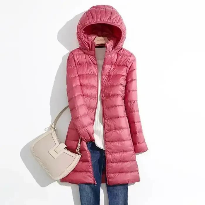 Manteau en duvet léger grande taille 5xl 6xl 7xl automne femmes printemps automne Ultra léger longue doudoune femme à capuche manteau mince