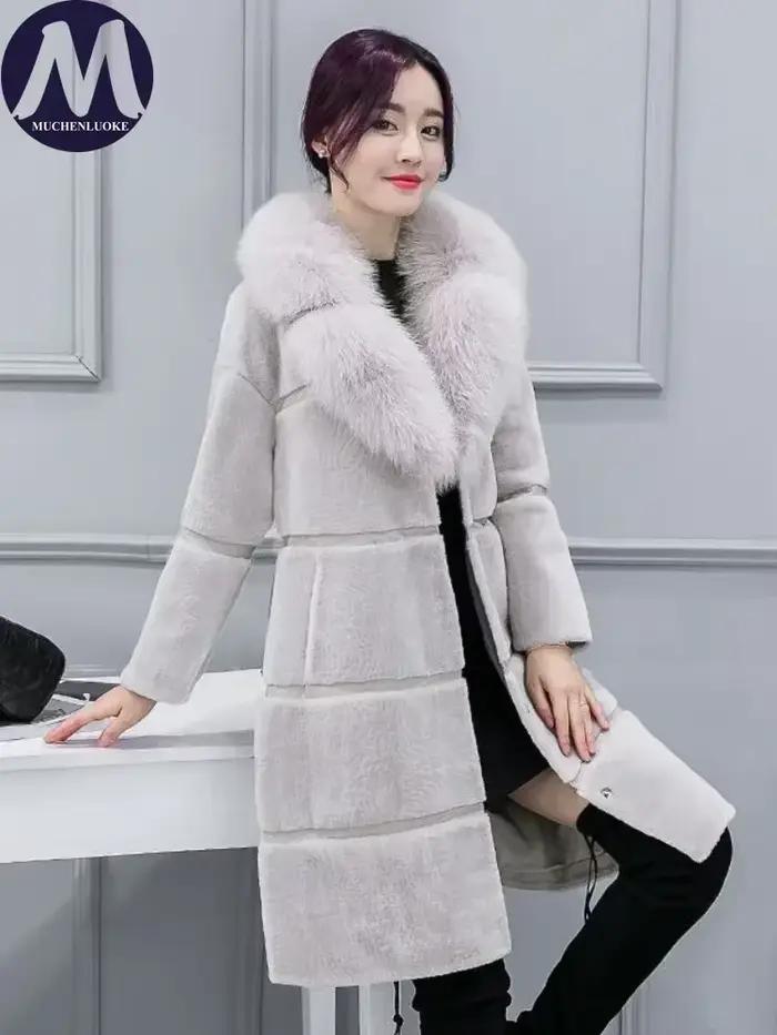 Manteau de fourrure femmes automne hiver nouveau élégant Imitation renard col de cheveux chaud