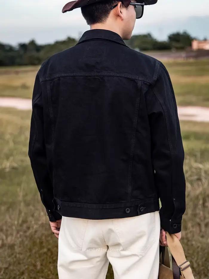 Veste de camionneur robuste en denim Tornado rouge pour hommes style vintage avec poches boutonnées et latérales adapté aux quatre saisons et aux voyages