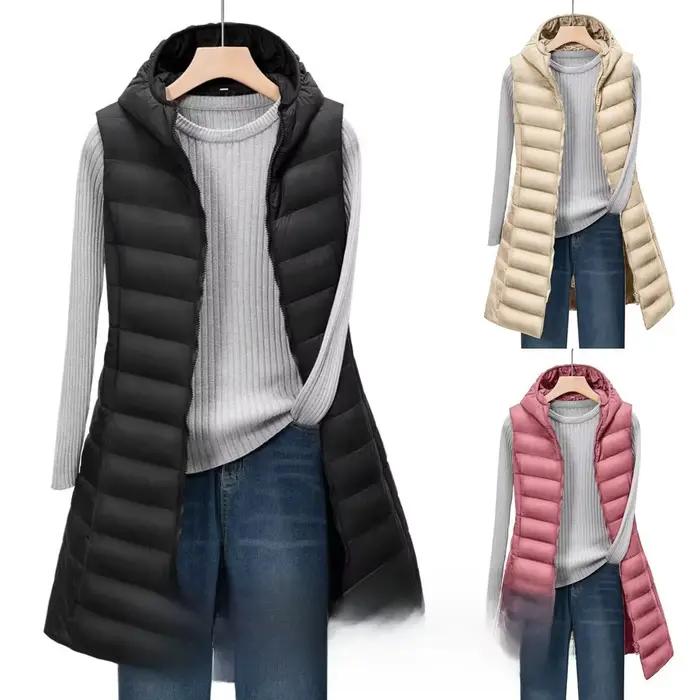 Veste légère à capuche mi-longue pour femme