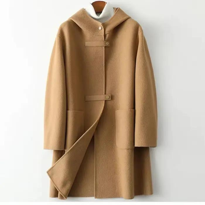 Nouvelle mode à capuche Double face POLYESTER manteau femmes automne hiver